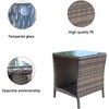 Vynxaria Patio Coffee Tables - 19.25" Brown Wicker Outdoor Table with Tempered Glass - 4 of 4