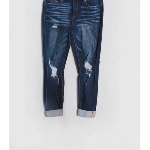 Women's Wo‚Äôs High Waist Cuff Crop Distressed Jeans - Indigo Rein - 1 of 1