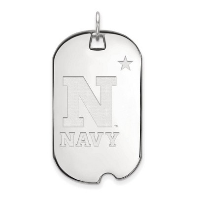 Black Bow Jewelry 10k White Gold Navy Midshipmen NCAA Large Pendant