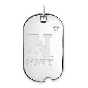 Black Bow Jewelry 10k White Gold Navy Midshipmen NCAA Large Pendant - 1 of 3