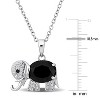 EVERLY JEWELRY | Sterling Silver Elephant Pendant 3 5/8 CT TGW Black Spinel & White Topaz Necklace with Chain, 18 inc & 2 inc - 2 of 4