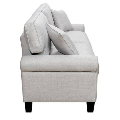 78" Pebble Gray Microfiber Rolled Arm Sofa with Removable Cushions