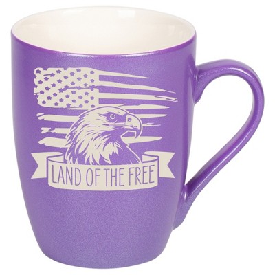 100 North United States of America 10 Ounce Passion Purple Metallic Finish, Comfortably Fits Your Hands, New Bone China Coffee Tea Cup Mug, Land Of