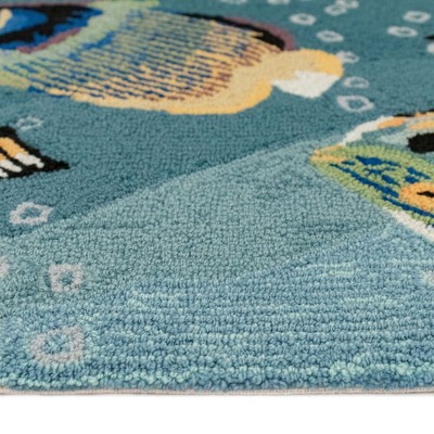 Aquatic Bliss Hand-Tufted Indoor/Outdoor Rectangular Blue Rug