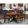 HomeStock 5-Piece Oval Black and Cherry Finish Solid Wood Top Dining table with 4 Chairs - 2 of 4
