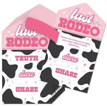 Big Dot of Happiness Last Rodeo - Pink Cowgirl Bachelorette Party Game Pickle Cards - Truth, Dare, Share Pull Tabs - Set of 12