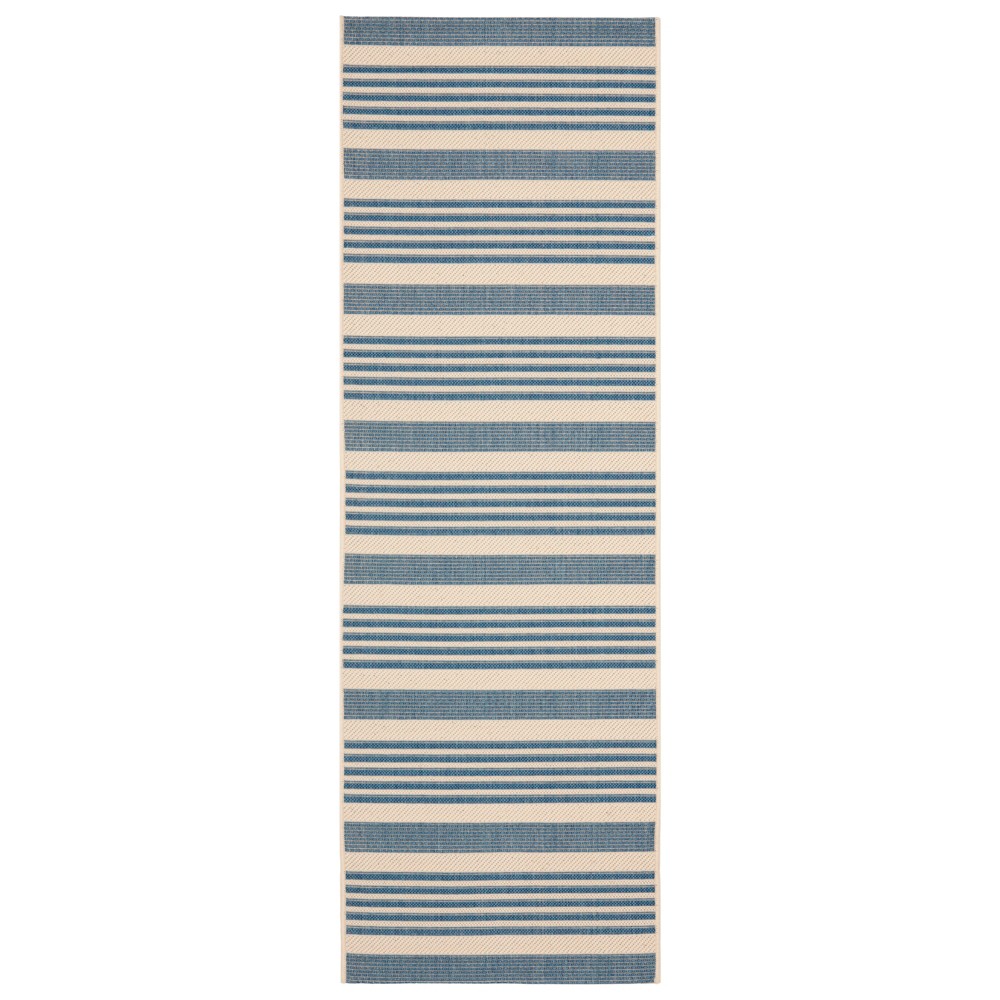 2'3in x 8' Santorini Runner Outdoor Rug Beige/Blue - Safavieh