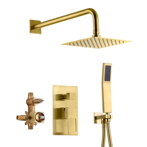 Sumerain Brushed Gold Brass high on sale pressure 8” Shower Faucet System