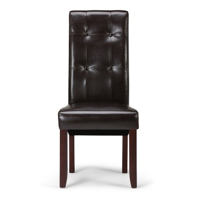 Dark Brown Faux Leather Tufted Parsons Side Chair Set