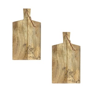 Mango Wood Prep and Serving Board Set with Etched Motif 18 inch (Set of 2) by Melrose - 1 of 3