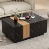 Mayeerty Modern Two-tone Coffee Table with Faux Marble and Walnut Finish, Rectangular Center Table with 2 Storage Drawers, 35.4 x 23.6 Inch, Black - 2 of 4