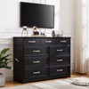 HDZNVF Bedroom Dresser, 9 Drawer Long Dresser With Antique Handles, Wood Chest Of Drawers, Black - 4 of 4