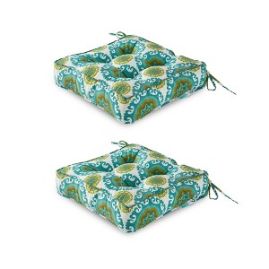 ARTPLAN Outdoor Seat Cushion, Square Thick Tufted Pure Chair Cushion for Patio Wicker Chair with Tie, Set of 2,19"x19"x5" - 1 of 2