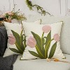Attop Pack of 2 Embroidered Decorative Throw Pillow Cover 18x18 Inch Farmhouse Floral Floor Pillowcase - 2 of 4