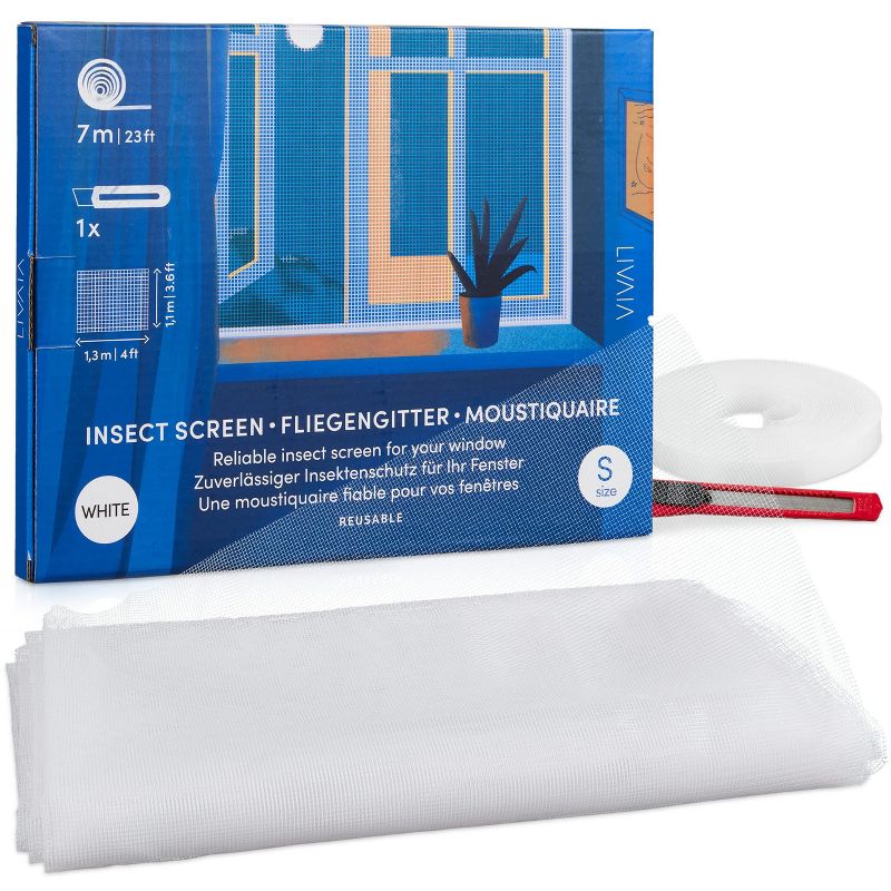 LIVAIA 4ft x 3.6ft White Mosquito Net for Window, Screen Tape - 1 Piece, 1 of 6