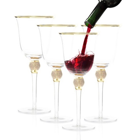 4-Piece: Berkware Tall Wine Glasses with Gold Tone Rim