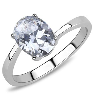 Slickblue Designer Solitaire Ring, Stainless Steel Band, Polished Finish, Clear CZ, Women’s Sizes 5–10 - 1 of 4