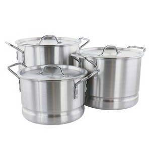 Gibson Home Breton 3 Piece Aluminum Stockpot With Steamer and Lid - 1 of 4