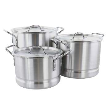 Bergner Essentials Stainless Steel Soup Pot With Tempered Glass Lid And  Steamer Insert 2.6 Qt Stainless Steel - Office Depot