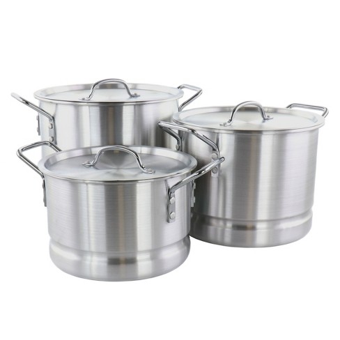 AmeriHome 3-Piece Stainless Steel Stock Pot Set 804973 - The Home