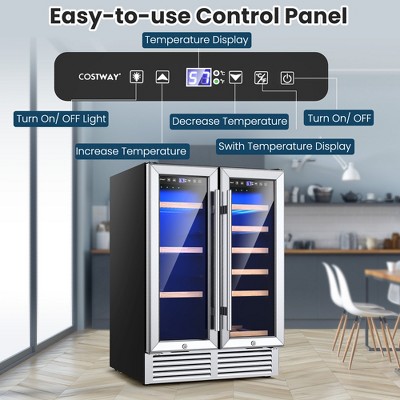 24'' Silver Dual Zone Wine and Beverage Cooler with Interior Lighting
