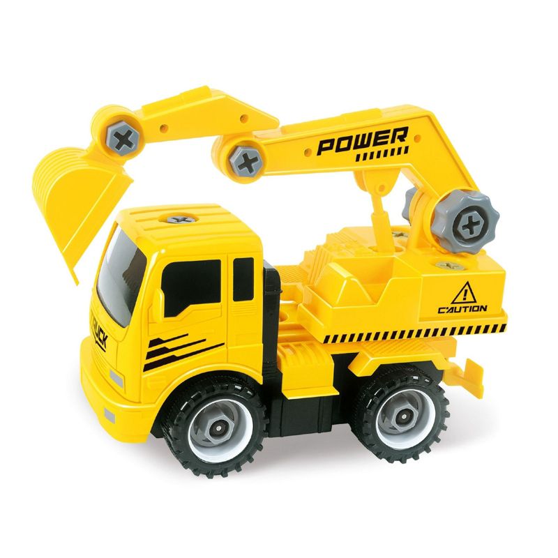 Insten 115 Pieces Take Apart Friction Power Construction Trucks with Crane & Excavator for Kids, 4 of 5