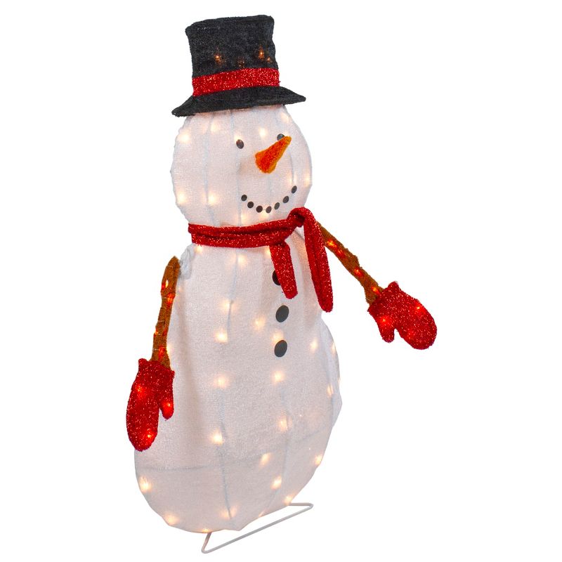 Northlight 32" Lighted 3D Chenille Snowman in Top Hat Outdoor Christmas Decoration, 4 of 7