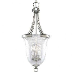 Progress Lighting, Crescent Heights, 3-Light Foyer Pendant, Brushed Nickel, Clear Seeded Glass, Rope Detailing - 1 of 2