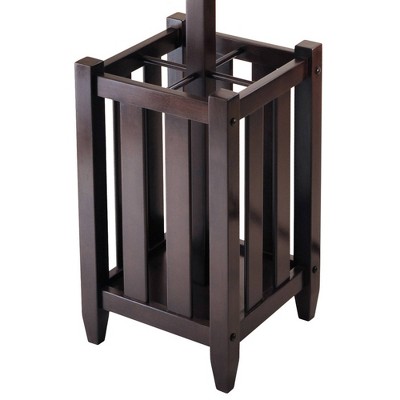 Memphis Dark Brown Wood Coat Tree with Umbrella Stand