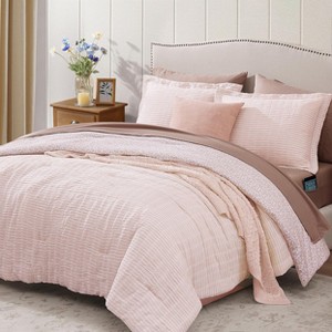 BAGOKIE 7 Pieces Bed in a Bag with Revesible Comforter, Sheets, Pillowcases & Shams, - 1 of 4