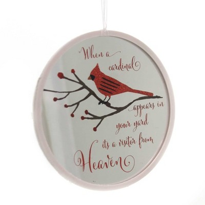 Holiday Ornament 4.5" Cardinal Memorial Disk Ornament Visitor Form Heaven  -  Tree Ornaments