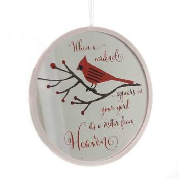 Holiday Ornament Cardinal Memorial Disk Ornament  -  One Ornament 4.5 Inches -  Visitor Form Heaven  -  130850  -  Glass  -  White