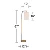 Possini Euro Design Sausalito Mid Century Modern Downbridge Floor Lamp 67" Tall Warm Gold Black Metal Linen Cylinder Shade for Living Room Reading - 4 of 4