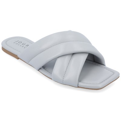 Journee Collection Womens Divyah Puff Strap Slide Sandals