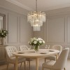 ALOADECOR 23'' Mid Century Modern Flower Glass Chandelier in Aged Bronze Elegant Vintage Glam Tiered Pendant Light for Dining Room or Wedding Venue - 2 of 4