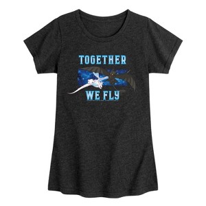 Girls' - How to Train Your Dragon - Together We Fly Fitted Short Sleeve Graphic T-Shirt - 1 of 4