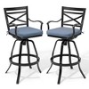 Crestlive Products Outdoor Swivel Bar Stools Set of 2 Patio Cast Aluminum Bar Stools with Sunbrella Cushion Bar Height Chairs - 2 of 4