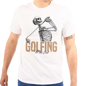 Funny Skeleton Golfing Til The End Mens Graphic T Shirt Tees Brisco Brands - 1 of 4