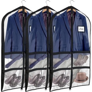 3 Pack 40" Clear PVC Dance Costume Bags, Upgraded with 4 Zipper Pockets & Large Back Pocket - 1 of 4