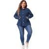 Agnes Orinda Women's Plus Size Denim Classic Button-Up Solid Color Jean Jackets - image 3 of 4