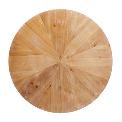 Modern Minimalist Round Coffee Table with White Distressed Iron Legs, 32"W