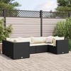 vidaXL Patio Lounge Set with Cushions Sectional Sofa Garden Backyard Poly Rattan - Black and Cream 4x Corner 2x Middle - 2 of 4