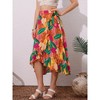 INSPIRE CHIC Women's Tropical Floral Print Ruffle Self-Tie Knot Split Beach Wrap Midi Skirt - 2 of 4