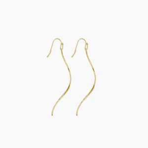 sanctuaire Long Thin Twisted Bar Earrings Gold - 1 of 2