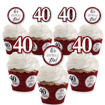 Big Dot of Happiness We Still Do - 40th Wedding Anniversary - Cupcake Decoration - Anniversary Party Cupcake Wrappers and Treat Picks Kit - Set of 24