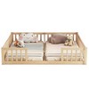 CAVINAS Double Twin Bed Frame with Fence Guardrails,Without Door,Modern Floor Bed for Kids Room,Bedroom - 4 of 4