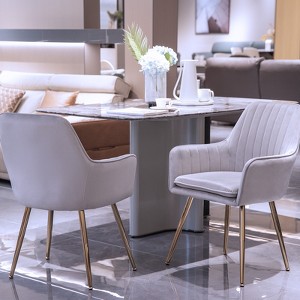 KTMBDW Set of 2 Dining Chairs with Back, Velvet Upholstered Modern Accent Chairs with Metal Legs for Dining Room - 1 of 4