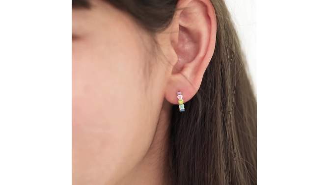 Girls' Heart Cascade Huggie Hoop Sterling Silver Earrings - In Season Jewelry, 2 of 8, play video