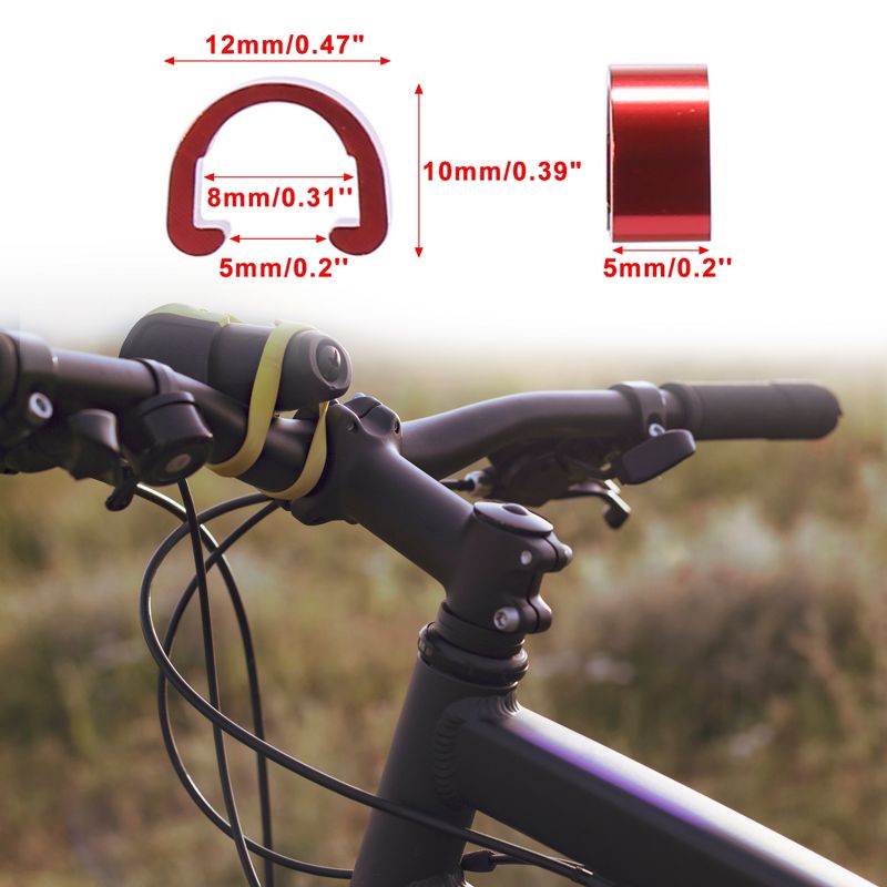 Unique Bargains Road Bike MTB Brake Cable Derailleur Line Case C Shape Buckle Clasps Red 5 Pcs, 3 of 7