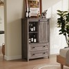 5 Drawer Dresser with Sliding Barn Door, Farmhouse Chest of Drawers with Adjustable Shelf, Tall Storage Organizer for Bedroom, Living Room - 4 of 4